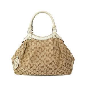 Gucci Sukey Tote bag GG monogram canvas leather trim White